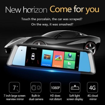 Built in 2 Dual Lens Car Camera Rearview Mirror 7Touch Screen 4G Android 5.1 DVR FHD 1080P WiFi Video GPS Registrator Recorder