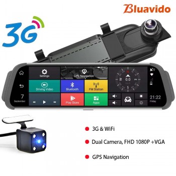 Bluavido 10 inch Mirror DVR android ADAS Car Camera GPS Maps FHD 1080P Car Rear View Mirror video recorder Night Vision Dash Cam