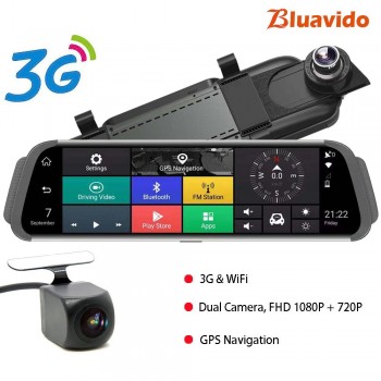 Bluavido 10 inch Mirror DVR android ADAS Car Camera GPS Maps FHD 1080P Car Rear View Mirror video recorder Night Vision Dash Cam
