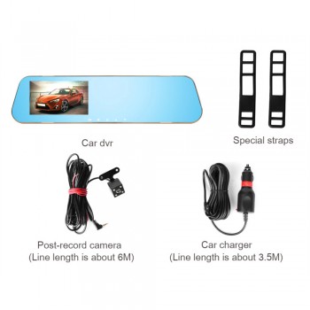 Gryan 4.3 Car Rearview Mirror Car Dvr Dual Lens Dash Cam Recorder Full HD 1080P  Night Vision Auto Registrator Dash Camera