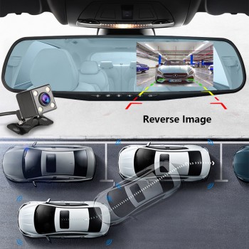 Jansite Car DVR Dual Lens Touch Screen FHD Car Camera Video Recorder Rearview Mirror With Rear view DVR Dashcam Auto Registrator