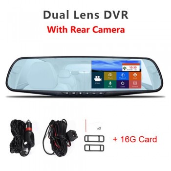 Jansite Car DVR Dual Lens Touch Screen FHD Car Camera Video Recorder Rearview Mirror With Rear view DVR Dashcam Auto Registrator