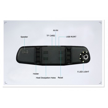 4.3 1080P car rearview mirror dvr car full HD 1080p car driving video recorder camera car reverse image dual lens Free shipping