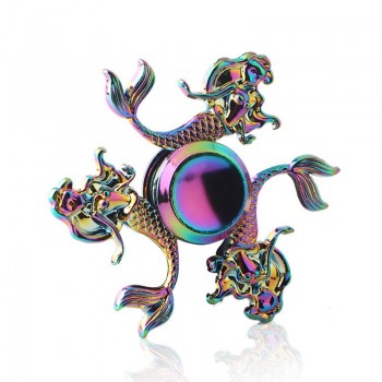 Rainbow Hand Finger Fidget Spinner gyro Eye Electroplate Hybrid Bearing Zilver Zinc Alloy Metal EDC Hand Tri spiner SZJD