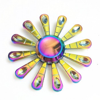 Rainbow Hand Finger Fidget Spinner gyro Eye Electroplate Hybrid Bearing Zilver Zinc Alloy Metal EDC Hand Tri spiner SZJD
