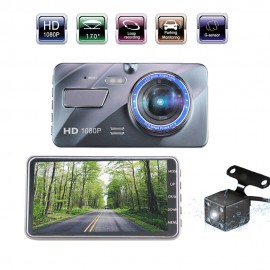 4 IPS Screen Dual Lens Car DVR Loop Recorder + Motion Detection Night Vision Camera HD 1080P Rear View Dash Cam Car Recording