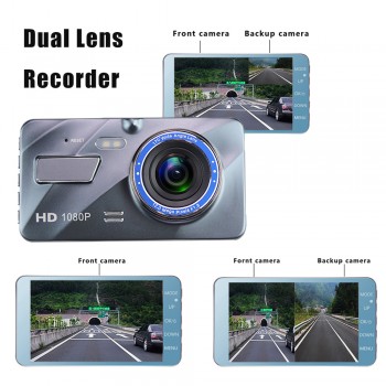 4 IPS Screen Dual Lens Car DVR Loop Recorder + Motion Detection Night Vision Camera HD 1080P Rear View Dash Cam Car Recording
