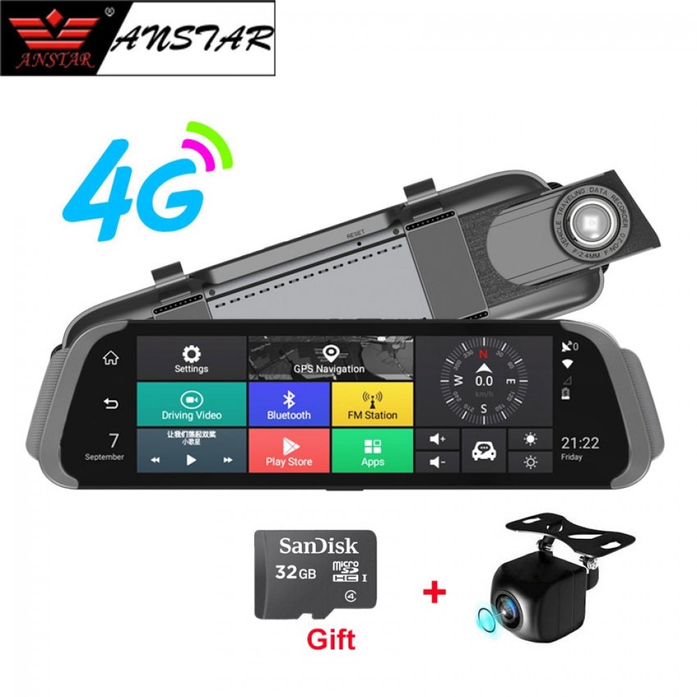 Anstar 4G Registrar Car Camera 1080P Rear View Mirror Dash Cam 10 Dual lens Car DVR Video Recorder ADAS GPS WIFI Android DVRs