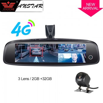 2019 ANSTAR 3CH Cameras Rear View Mirror 2GB+32GB Dash Cam 4G Android Auto Camera HD 1080P GPS WIFI ADAS Registrar Car DVR