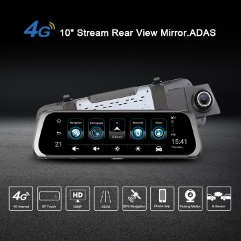 AWESAFE 4G Car DVR 10 Stream Media Dual Lens Video Recorder FHD 1080P Dash cam Android  WiFi GPS ADAS Bluetooth Rearview Mirror