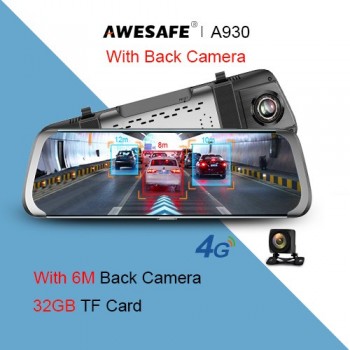 AWESAFE 4G Car DVR 10 Stream Media Dual Lens Video Recorder FHD 1080P Dash cam Android  WiFi GPS ADAS Bluetooth Rearview Mirror