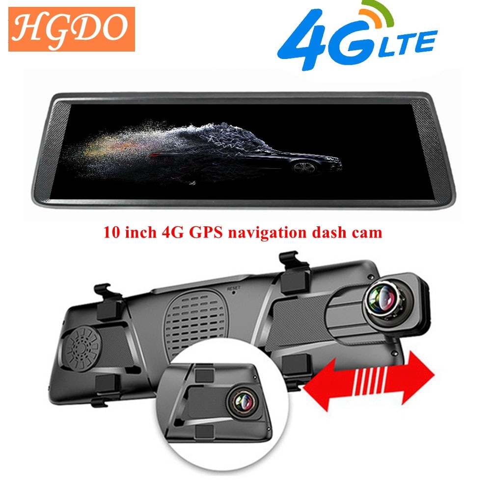 HGDO 10 Inch 4G Car GPS Navigation DVR Android 5.0 FHD 1080P Video Recorder Dash Cam Bluetooth WiFi Camera ADAS App Control