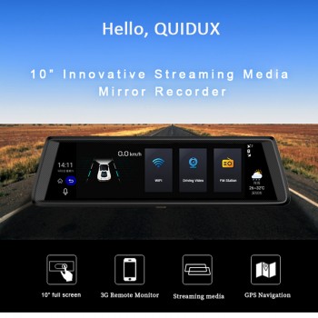 QUIDUX 3G Car Dvr Rearview Mirror Camera 10 Touch Android 5.0 GPS Navigators WIFI FHD 1080P Dual Lens Parking Monitor