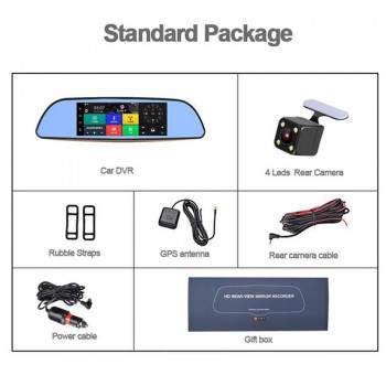 QUIDUX 7 IPS 3G Android Car rearview mirror DVR GPS Navigation full hd 1080P video Camera recorder WiFi Bluetooth Car detector