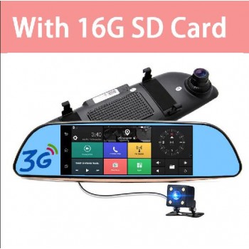 QUIDUX 7 IPS 3G Android Car rearview mirror DVR GPS Navigation full hd 1080P video Camera recorder WiFi Bluetooth Car detector