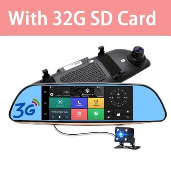 QUIDUX 7 IPS 3G Android Car rearview mirror DVR GPS Navigation full hd 1080P video Camera recorder WiFi Bluetooth Car detector