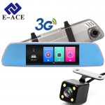 E-ACE 3G Car 7 GPS Dash cam Rearview Mirror With DVR And Camera Android 5.0 FHD 1080P Video WIFI Navigation Recorder Registrar