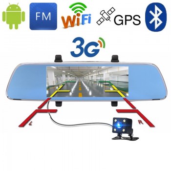 E-ACE 3G Car 7 GPS Dash cam Rearview Mirror With DVR And Camera Android 5.0 FHD 1080P Video WIFI Navigation Recorder Registrar