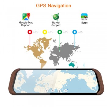 Bluavido 10 4G Android Car mirror video Recorder GPS Navigation FHD 1080P Dash Camera ADAS with 720P rear cam WiFi monitor DVR