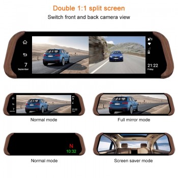 Bluavido 10 4G Android Car mirror video Recorder GPS Navigation FHD 1080P Dash Camera ADAS with 720P rear cam WiFi monitor DVR