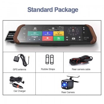 Bluavido 10 4G Android Car mirror video Recorder GPS Navigation FHD 1080P Dash Camera ADAS with 720P rear cam WiFi monitor DVR