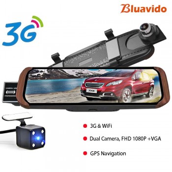 Bluavido 10 4G Android Car mirror video Recorder GPS Navigation FHD 1080P Dash Camera ADAS with 720P rear cam WiFi monitor DVR