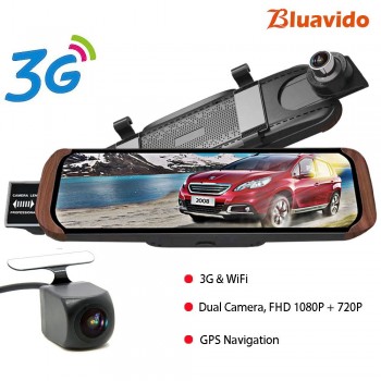 Bluavido 10 4G Android Car mirror video Recorder GPS Navigation FHD 1080P Dash Camera ADAS with 720P rear cam WiFi monitor DVR