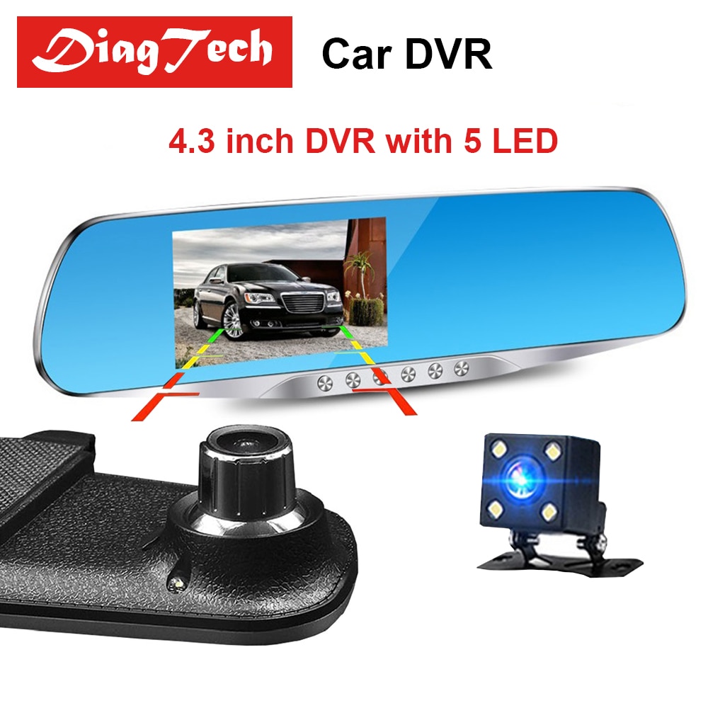 Gryan Car Rearview Mirror Car Mirror Video With Dual Cameras Car DVR 4.3 Full HD 1080P Dual Lens Rear View  Camera Dashcam