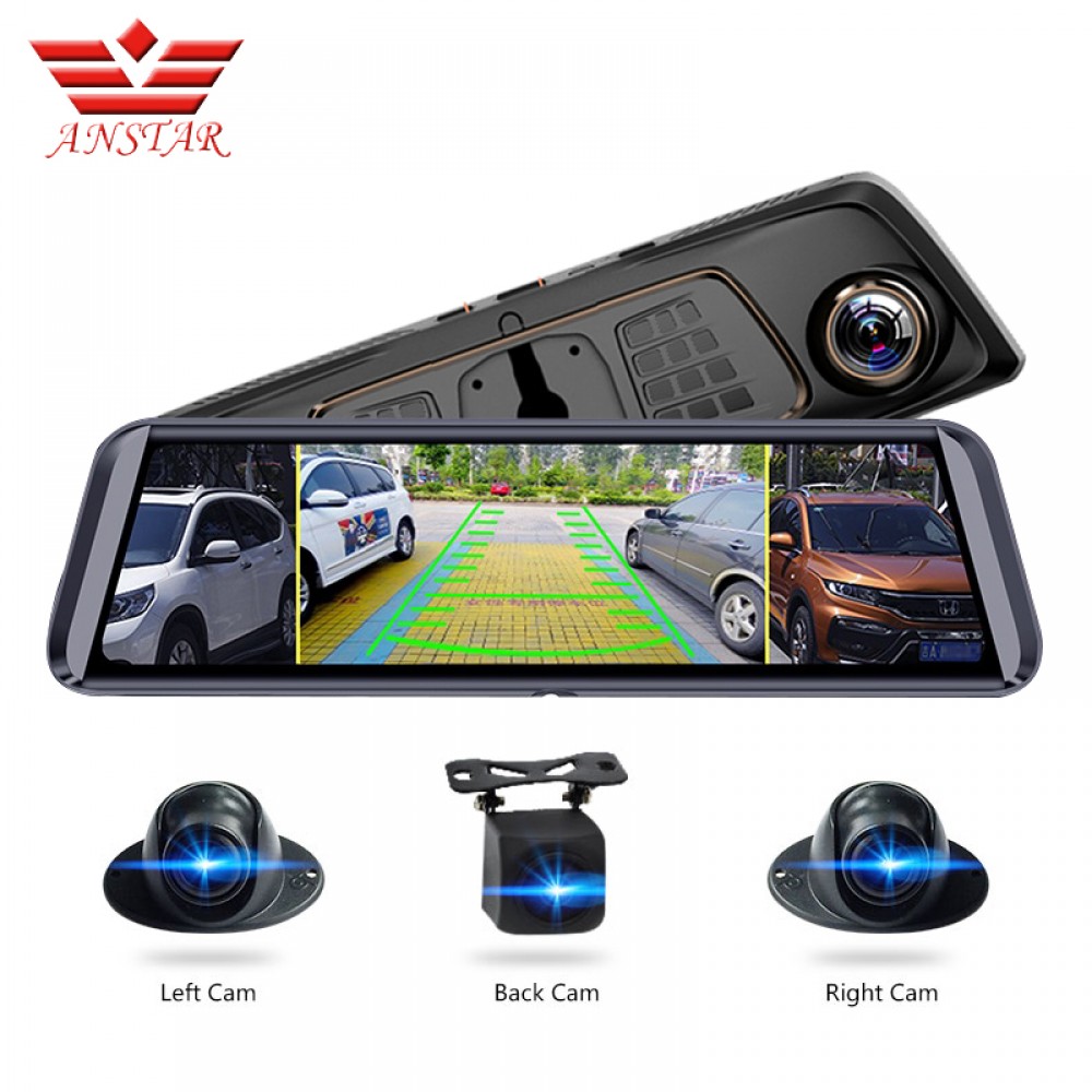 ANSTAR 10Screen ADAS Car DVR With 4 Cameras 4G FHD1080P Media Rearview Mirror 360 Degree Blind Zone Mirror Recorder Dash Cam