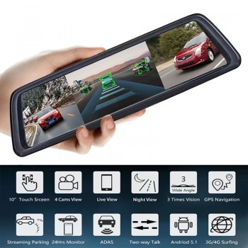 ANSTAR 10Screen ADAS Car DVR With 4 Cameras 4G FHD1080P Media Rearview Mirror 360 Degree Blind Zone Mirror Recorder Dash Cam