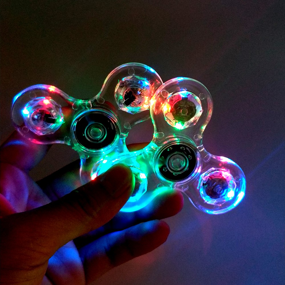 LED Light Fidgets Spinner Finger ABS EDC Hand Spinner Tri for Kids Autism ADHD Anxiety Stress Relief Focus Clear Handspinner