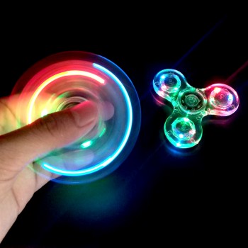 LED Light Fidgets Spinner Finger ABS EDC Hand Spinner Tri for Kids Autism ADHD Anxiety Stress Relief Focus Clear Handspinner