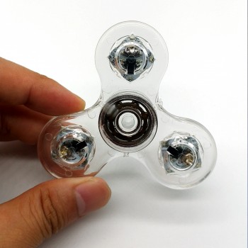 LED Light Fidgets Spinner Finger ABS EDC Hand Spinner Tri for Kids Autism ADHD Anxiety Stress Relief Focus Clear Handspinner