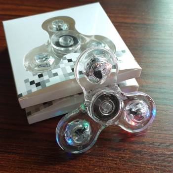 LED Light Fidgets Spinner Finger ABS EDC Hand Spinner Tri for Kids Autism ADHD Anxiety Stress Relief Focus Clear Handspinner
