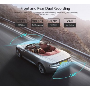Anstar Smart Rearview Mirror Car DVR 10 Touch Screen 1080P Registrar Dual Lens Dash Cam GPS Track Video Recorder Auto Camera