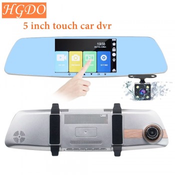 HGDO car dvr camera 5 Touch Screen rearview mirror auto dvrs dual lens recorder registrator FHD 1080p night vision dash cam