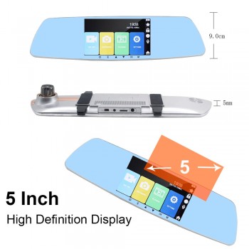 HGDO car dvr camera 5 Touch Screen rearview mirror auto dvrs dual lens recorder registrator FHD 1080p night vision dash cam