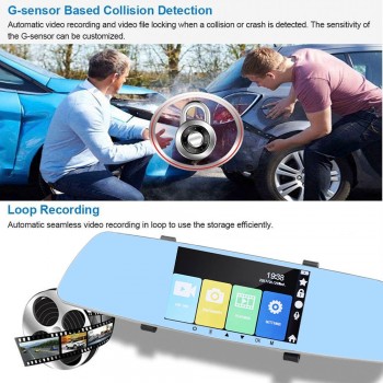 HGDO car dvr camera 5 Touch Screen rearview mirror auto dvrs dual lens recorder registrator FHD 1080p night vision dash cam