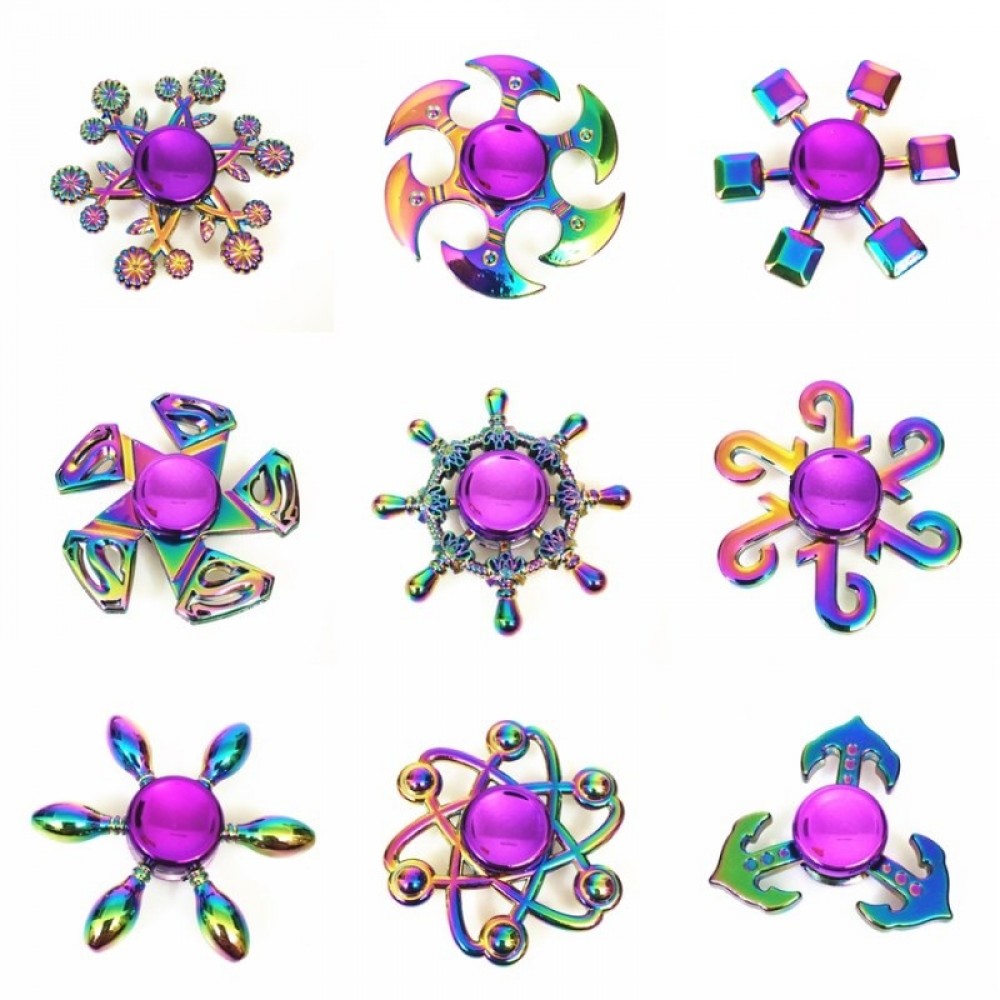 sale Rainbow Hand spinner Finger Fidget Spinner Eye Electroplate Hybrid Bearing Zilver Zinc Alloy Metal EDC Hand Tri spiner SZJD