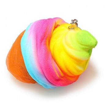 Colorful Squishy Rainbow Ice Cream Slow Rising Bread Bun Cake Sweet Scented Phone Strap Squeeze Toy Kid Gift 9.5*6CM