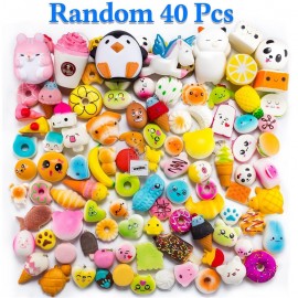 Random 40Pcs Jumbo medium mini Slow Rising squishies package cut Kawaii Scented Mini Soft Squishy Bread Toys Key
