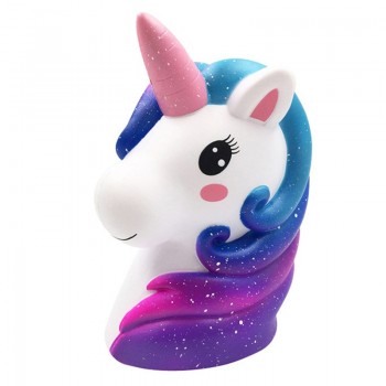 New Jumbo Colorful Galaxy Unicorn Horse Head Squishy Cute Bread Cake Scented Slow Rising Soft Squeeze Toy Fun for Kid Xmas Gift