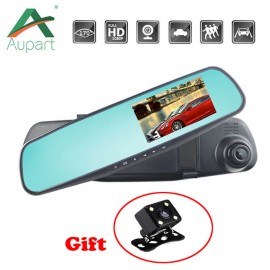 4.3 car dvr dual lens car camera rearview mirror auto dvrs cars recorder video registrator full HD 1080p night vision dash cam