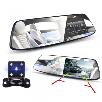 Car Dvr 4.7 inch Touch car rearview mirror 1080P Full IPS 1080p car driving video recorder camera car reverse image dual lens