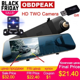 Car DVR 1080P Dual cameras rearview 4.3inch HD Car camera mirror Dash cam Auto Registrator record Automatic coverage Dual lens