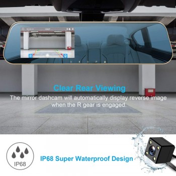 Car DVR 1080P Dual cameras rearview 4.3inch HD Car camera mirror Dash cam Auto Registrator record Automatic coverage Dual lens