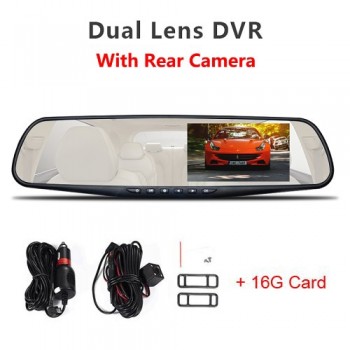 Jansite Car DVR Dual Lens HD 1080P display Car Camera Video Recorder Rearview Mirror With Rear view DVR Dashcam Auto Registrator
