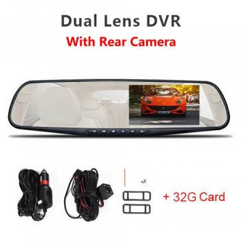 Jansite Car DVR Dual Lens HD 1080P display Car Camera Video Recorder Rearview Mirror With Rear view DVR Dashcam Auto Registrator