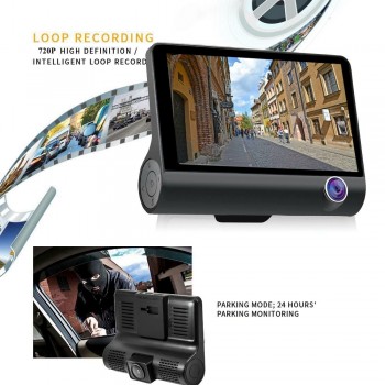4.0 inch 1080P 3 Lens Full HD Car DVR Camera 170 Degree Rearview Car Dash Camera G-sensor Auto Car Camera Recorder