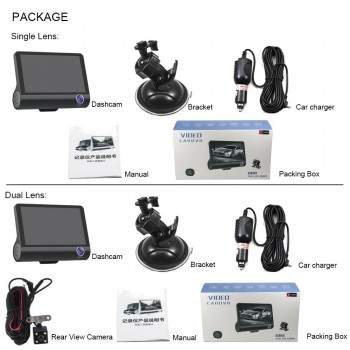 4.0 inch 1080P 3 Lens Full HD Car DVR Camera 170 Degree Rearview Car Dash Camera G-sensor Auto Car Camera Recorder